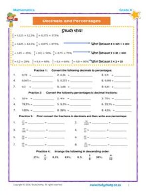 cover image of Grade 6 Maths: Workbook - Decimals and Percentages